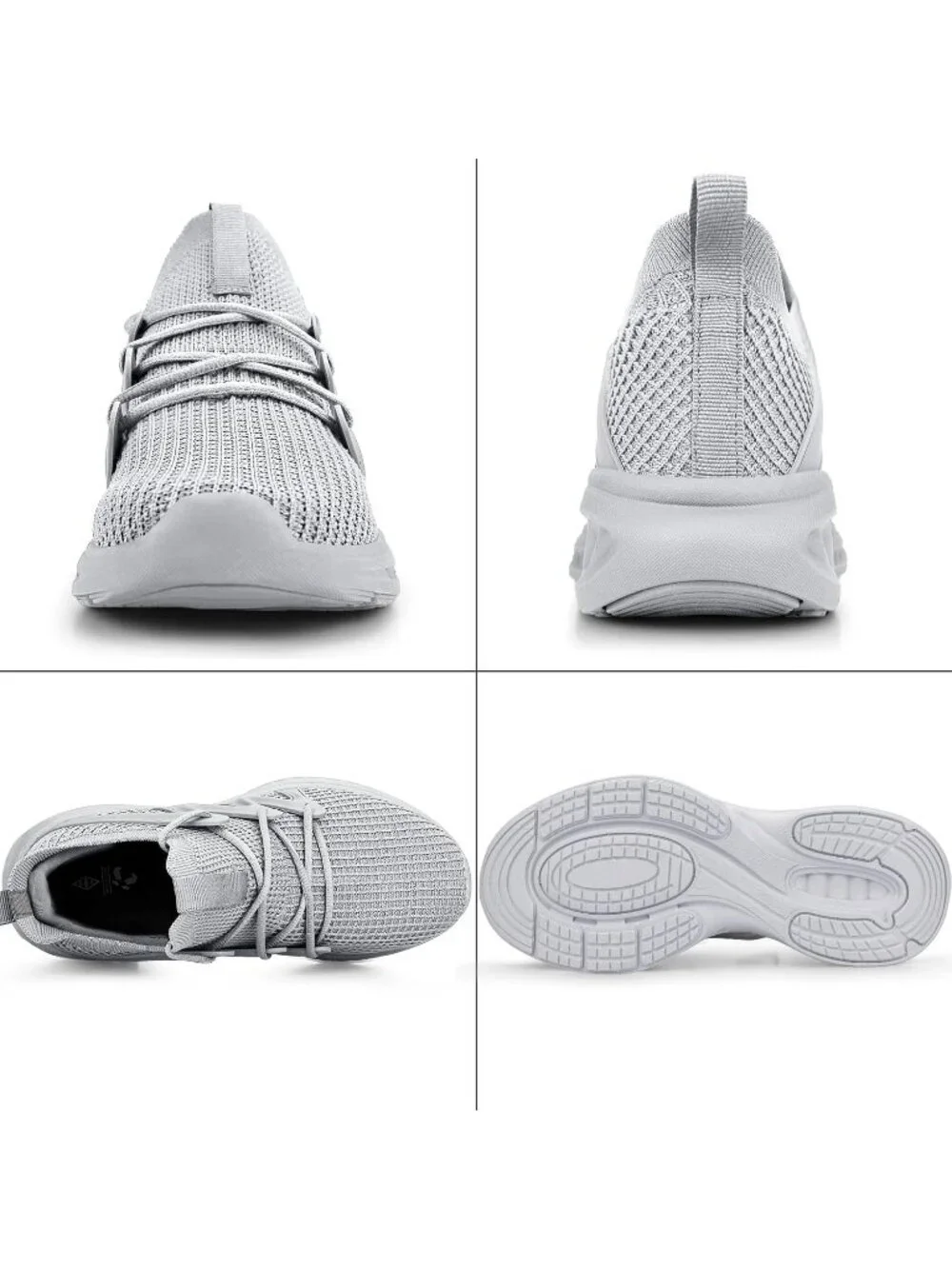 👑Men's Light Grey Mesh Slip On Lightweight Lace up Breathable Sneakers